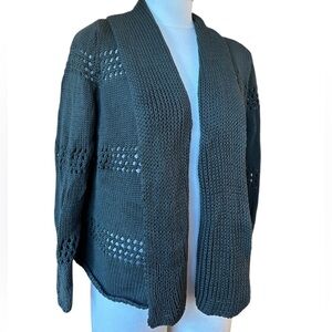 WindiRiver Cotton Knit Dark Olive Green Cardigan Wrap M